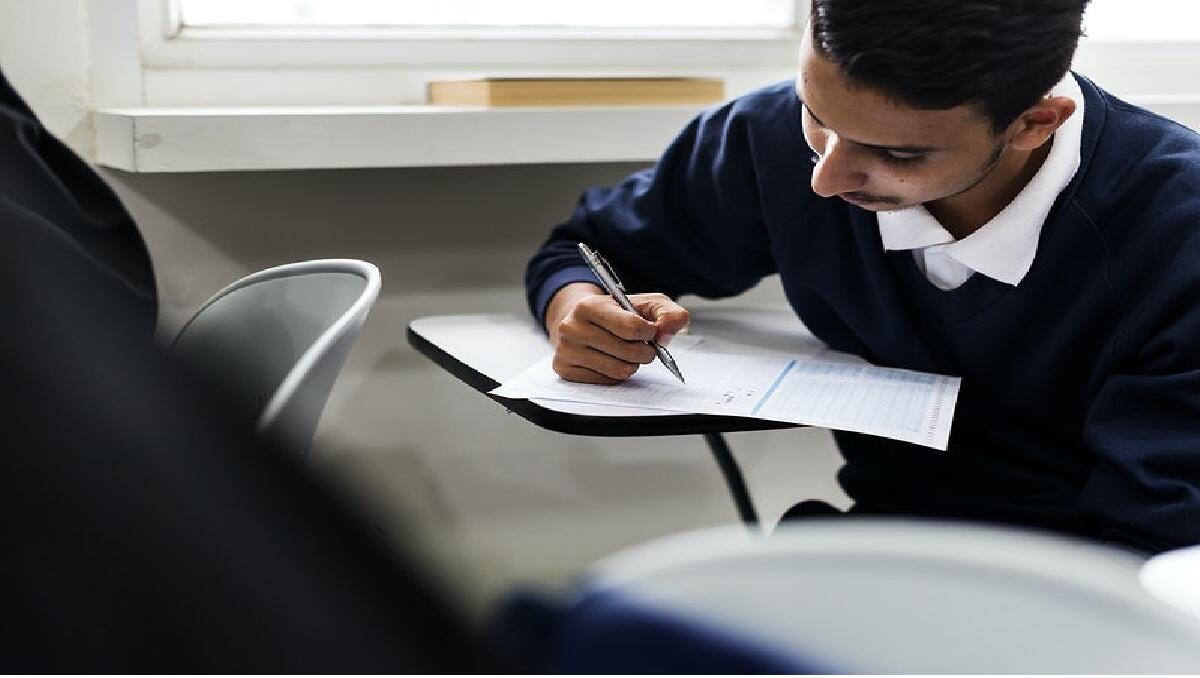 Learner writing his matric exam 