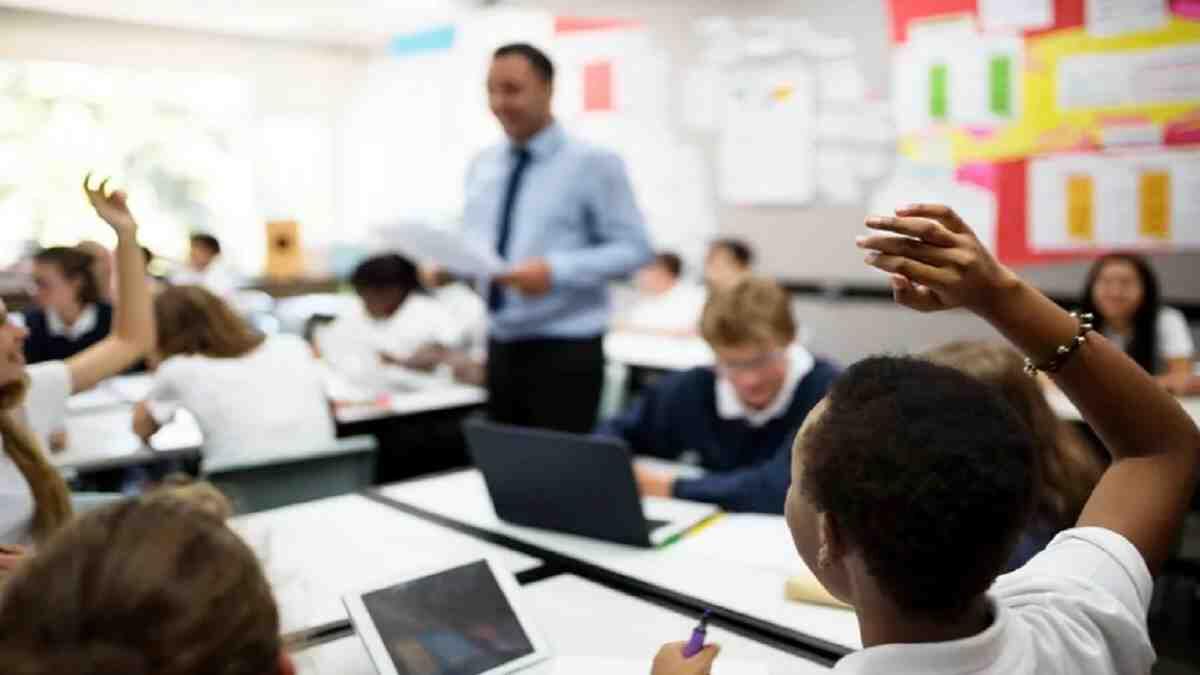 A teaching graduate working in a school he was placed at.